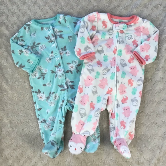 Carter’s Fleece Footed Sleeper Bundle Owls Floral